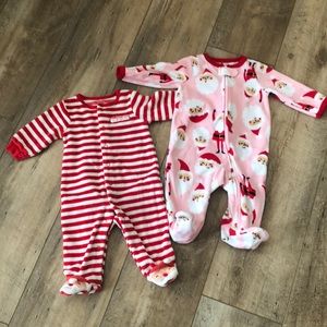 Set of Christmas Sleepers - EUC - 3mos